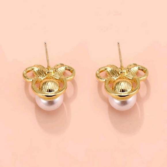 Gold Plated Faux Pearl Earrings - Picture 4 of 4